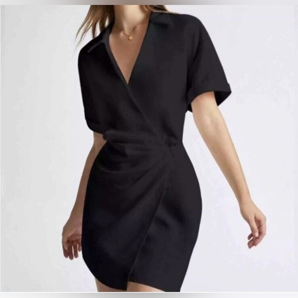 Commense Black Mini Wrap Dress
